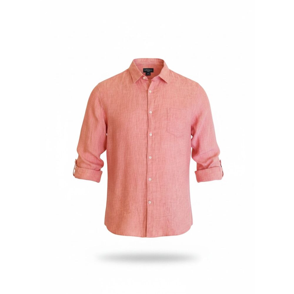 Claiborne Shirt Men’s XXL Slim Fit Red 100% Linen Long Sleeves Button Down